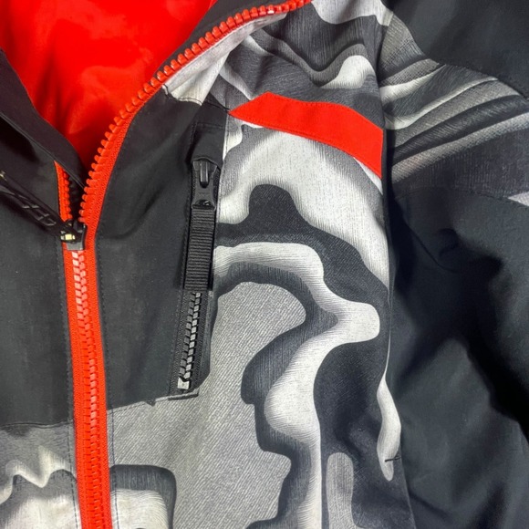 Spyder Boys Ski Jacket Size 10 Black Grey Orange Camo Full Zip Winter Coat - Picture 2 of 9